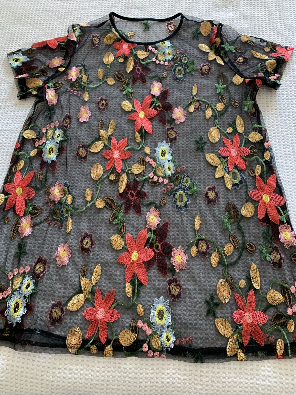 Sheer Embroidered Blouse